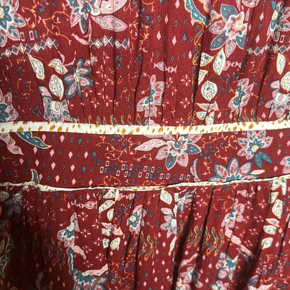 Trend Setter Diva Boutique Rust Red Floral Tiered Maxi Dress - Picture 9 of 11